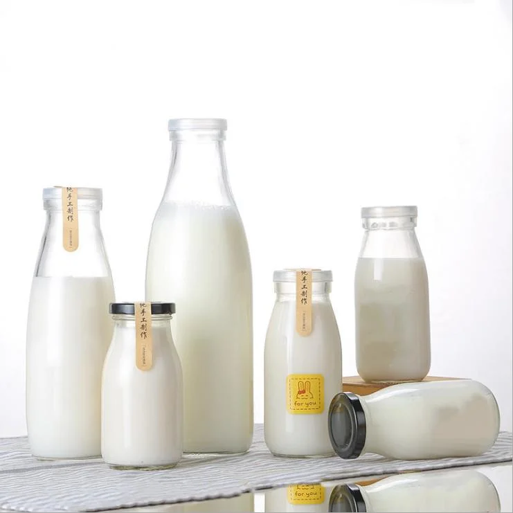 250ml 500ml 1 Liter Glass Beverage Bottles Wholesale Empty Milk Juice Bottles