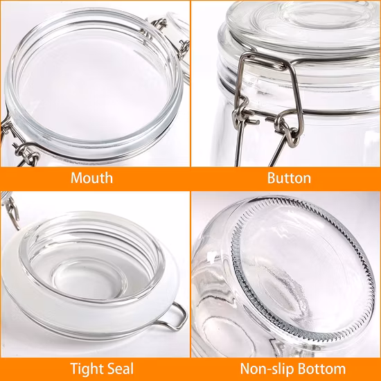 Bidons en verre hermétiques avec couvercles, bocaux de stockage des aliments, grands récipients à céréales pour la cuisine, céréales, pâtes, sucre, haricots