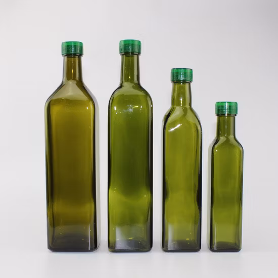 Bouteille en verre de qualité alimentaire 250ml 500ml 750ml 1L, carrée vide, Dorica Marasca vert Antique pour l'huile d'olive