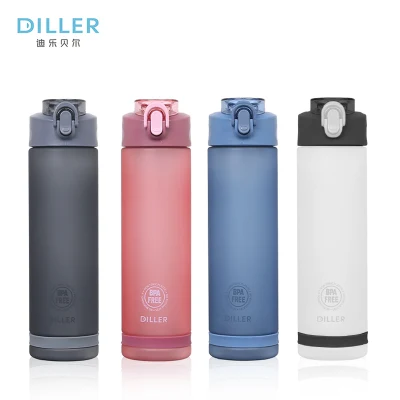 Bouteille d'eau de sport Tritan en plastique avec logo personnalisé, vente en gros avec paille